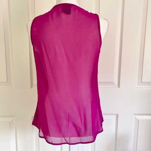 Bobeau Sami Sheer Summer Tank Top with Layers in Fuchsia XS NEW - Picture 5 of 8